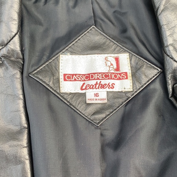 Vintage long leather belted jacket, Size 16 - Picture 2 of 13